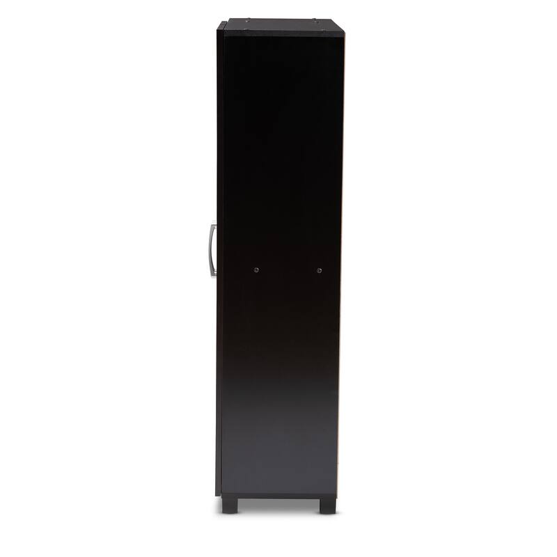 Contemporary Wenge Dark Brown Shoe Storage Cabinet