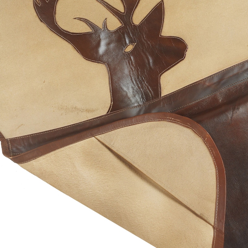 37" Brown and Off-White Deer Faux Leather Sling-Style Butterfly Chair