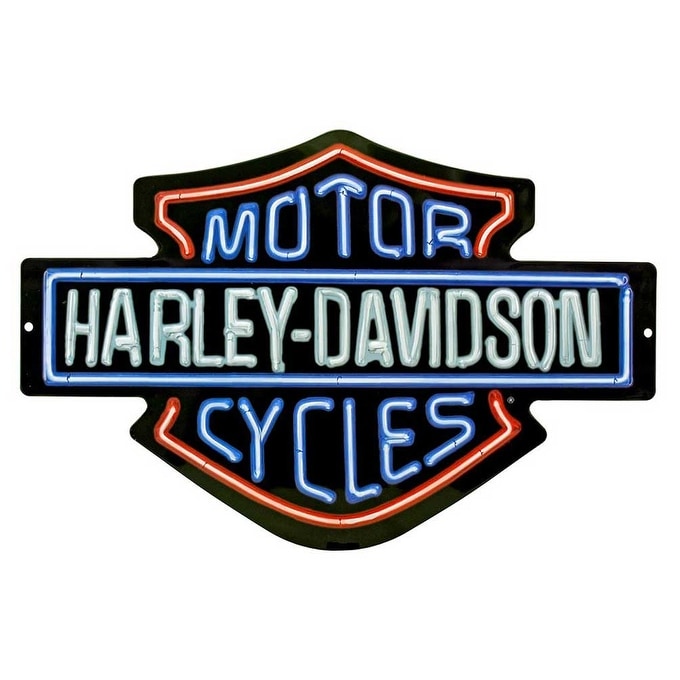 Shop Harley Davidson Neon Design Embossed Bar Shield Tin Sign 19 X 12 In 2011381 19 X 12 Overstock 18618720