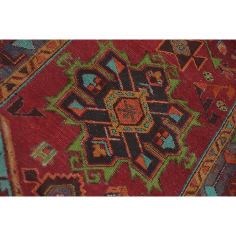 Hand Knotted Oriental 100% Wool Carpet Traditional Geometric Red Ardebil Runner Rug - 10' 2'' X 3' 3''