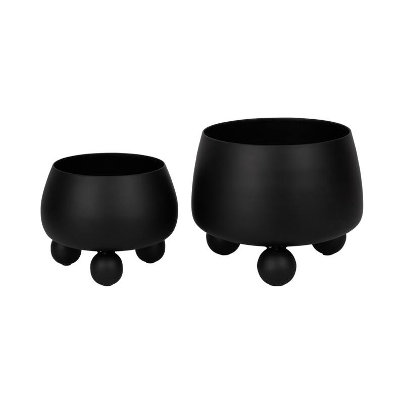 Sagebrook Home Iron Ball-Footed Planters - Enhance Your Space With Elegance - 11" x 11" x 9"