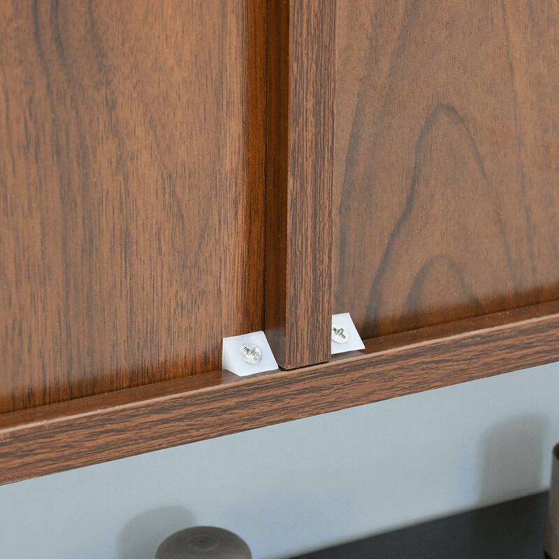 59" Modern Walnut Wave Relief Sideboard Buffet Cabinet, Solid Wood Storage Cabinet with Iron Legs for Living Room