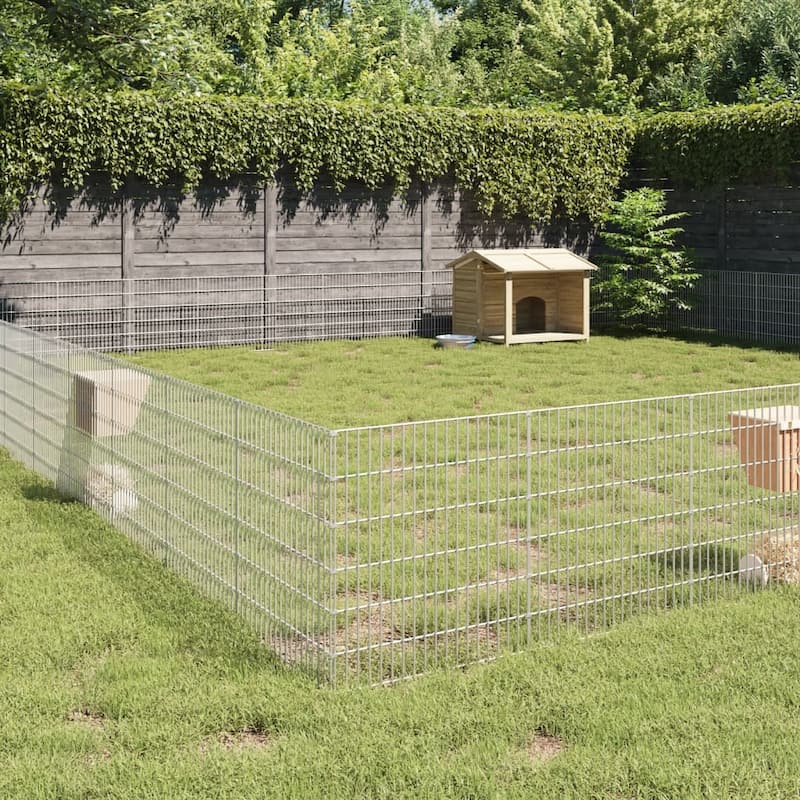 vidaXL Free Range Animal Enclosure Rabbit Hutch Free Range Pen Galvanized Iron