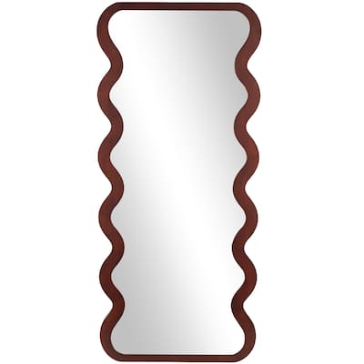 Wood Wavy Wall Mirror - Dark Brown - Roche River Decor