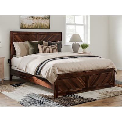 Solid Wood Low Profile Platform Bed with Footboard - Modern Bedroom Furniture