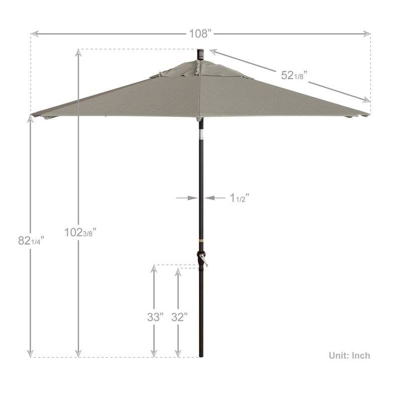California Umbrella 9' Sunset Series Patio Umbrella Bronze Aluminum Frame and Ribs, Crank Lift Auto Tilt, Olefin Royal Blue