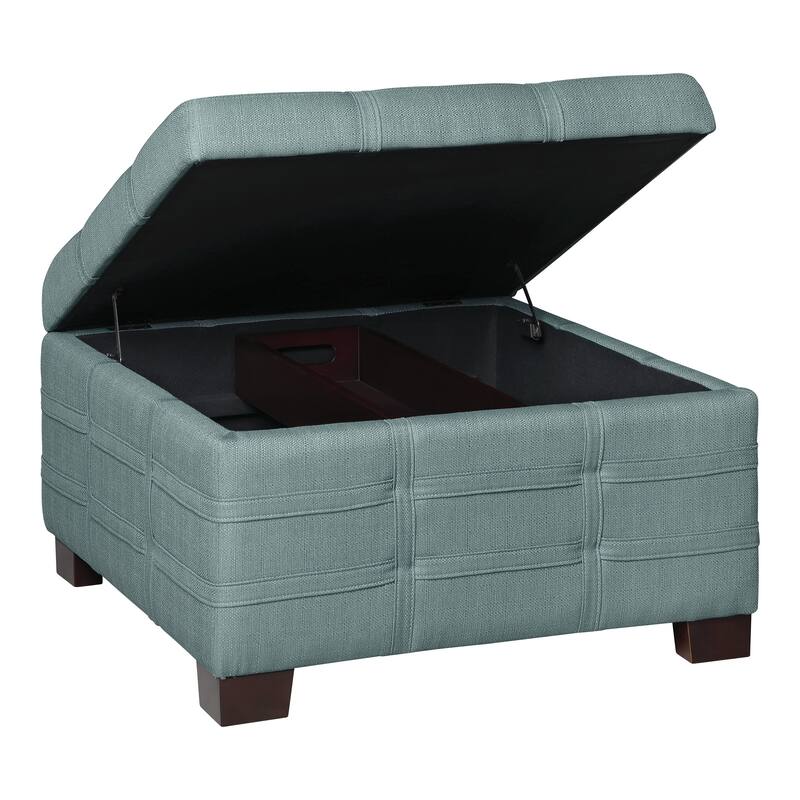 Detour Strap Square Storage Ottoman in Faux Leather