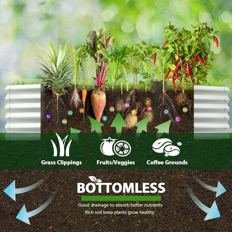 Outdoor 12 ft. x 3 ft. x 1.5 ft. Oval Extra Large Metal Anti-Rust Raised Garden Bed in Gray For Vegetables and Flowers