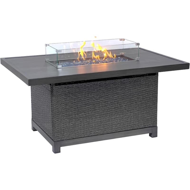 Kinger Home Novi Rattan Propane Gas Fire Pit Table Aluminum Frame - 52-Inch