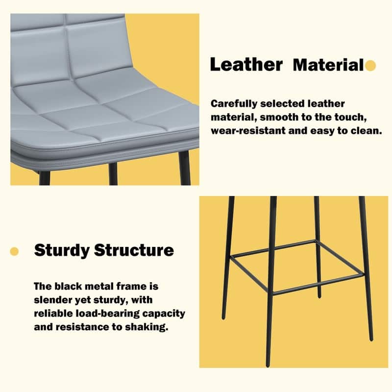 Metal Upholstered Bar Stools (Set of 6)