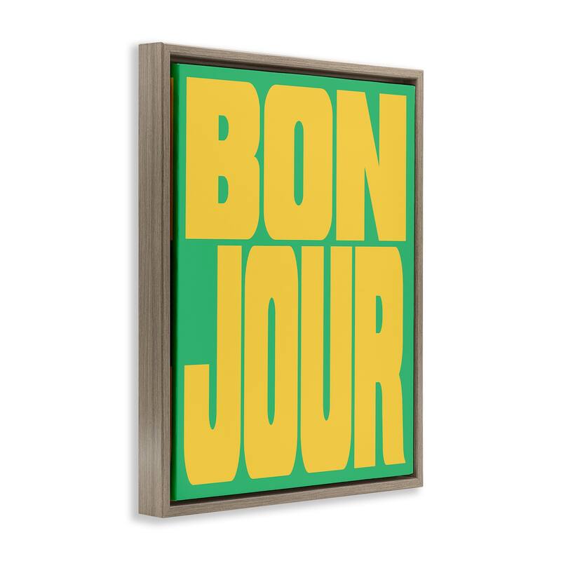 Stupell Bonjour Yellow & Green Framed Floater Canvas Wall Art Design By House of Lulu