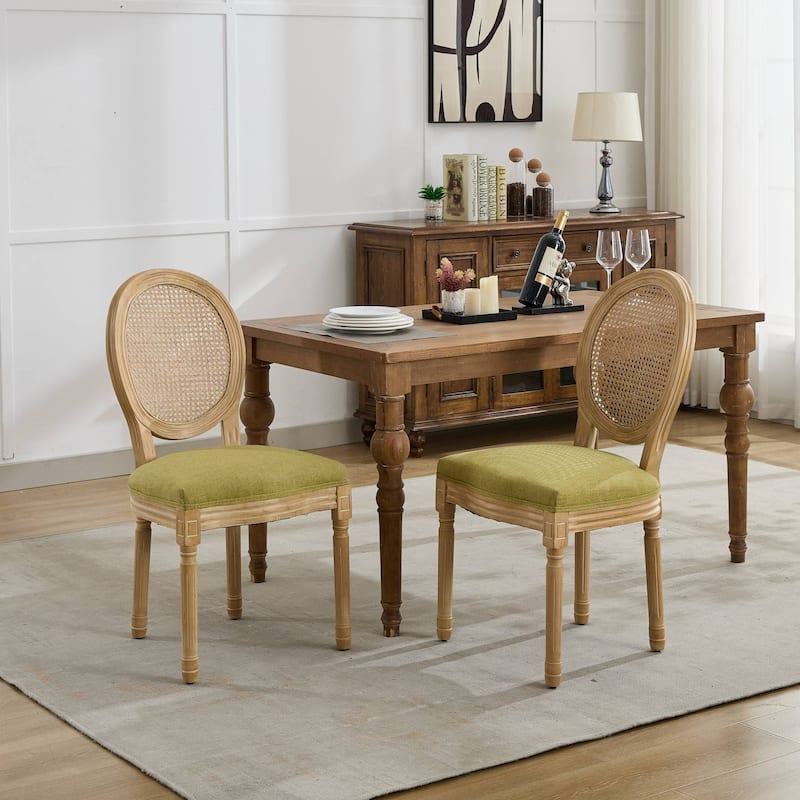 Rattan Back Dining Chair Set of 2