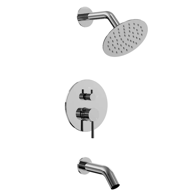 GRANDJOY Wall-Mount 2-Function Shower and Tub System with Pressure Balance Valve - Chrome