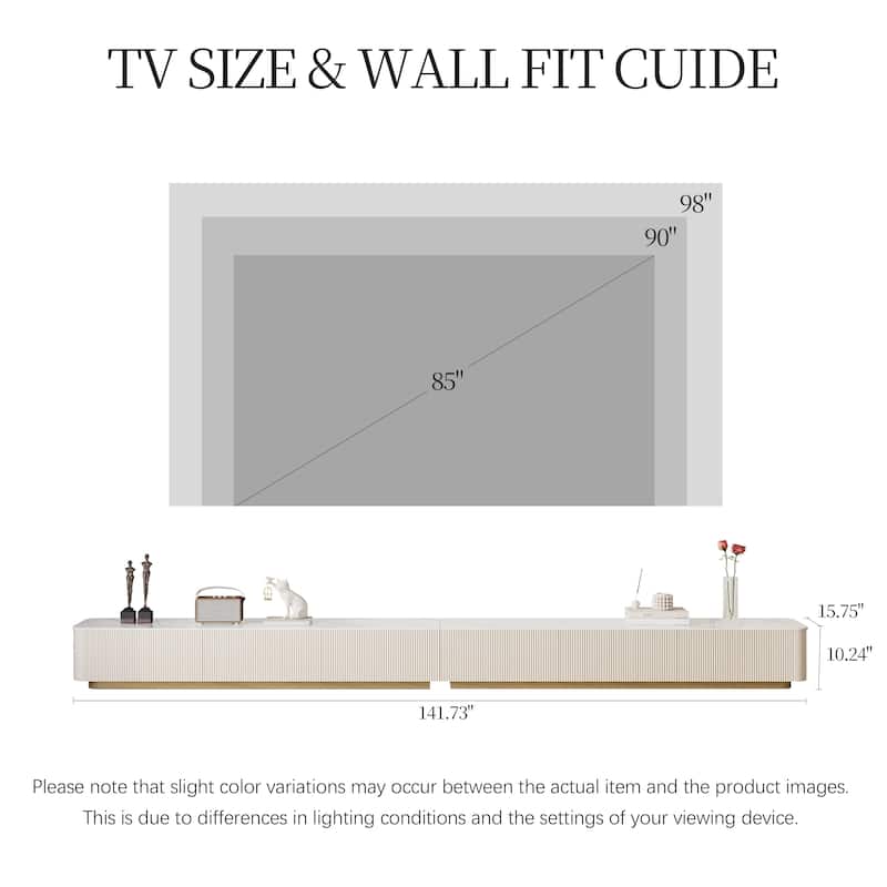 94.5-142" Modern TV Stands, White Glossy Sintered Stoe Table top Media Console with 4-6 Drawers for Option