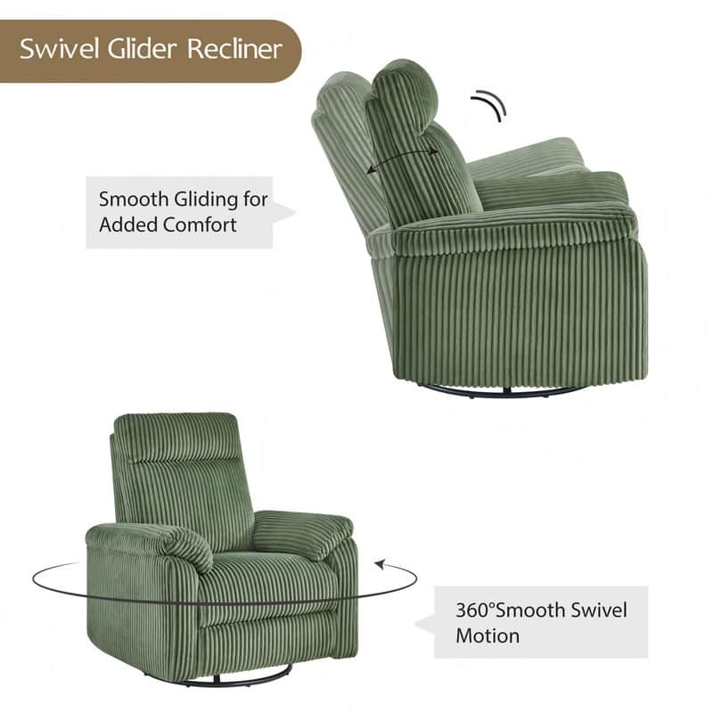 Spruce & Spring Manual Swivel Glider Recliner for Nursery
