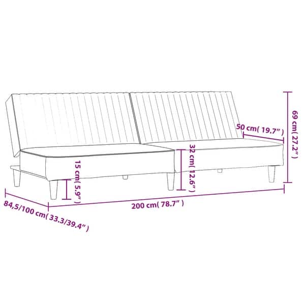 dimension image slide 2 of 3, vidaXL 2-Seater Sofa Bed Velvet
