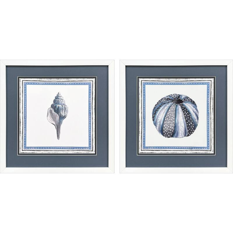 HomeRoots Set Of Two Seaside Blues III White Framed Wall Art
