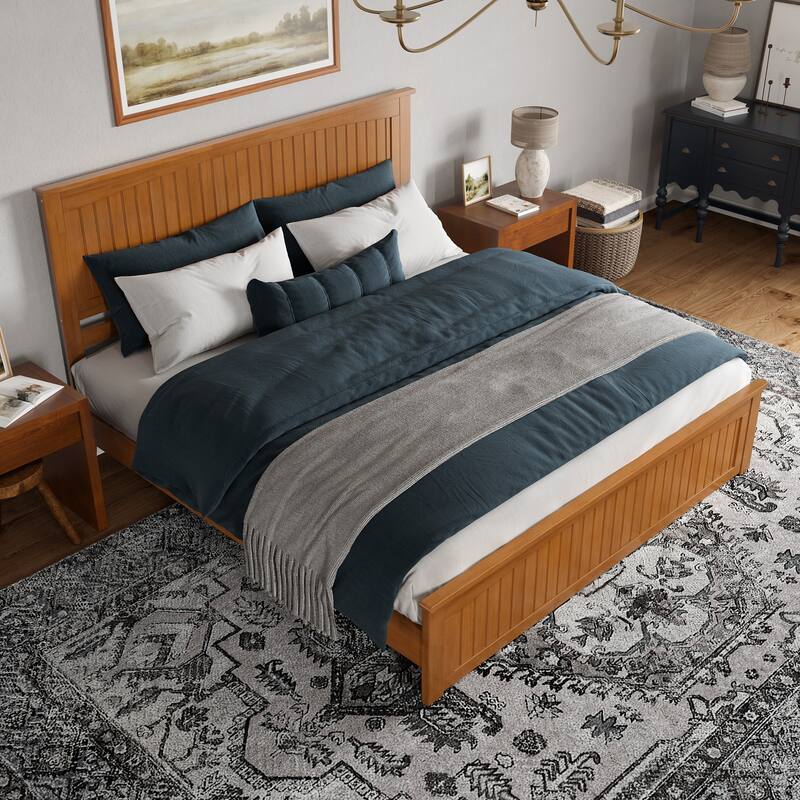 Naples Solid Wood Low Profile Platform Bed with Matching Footboard