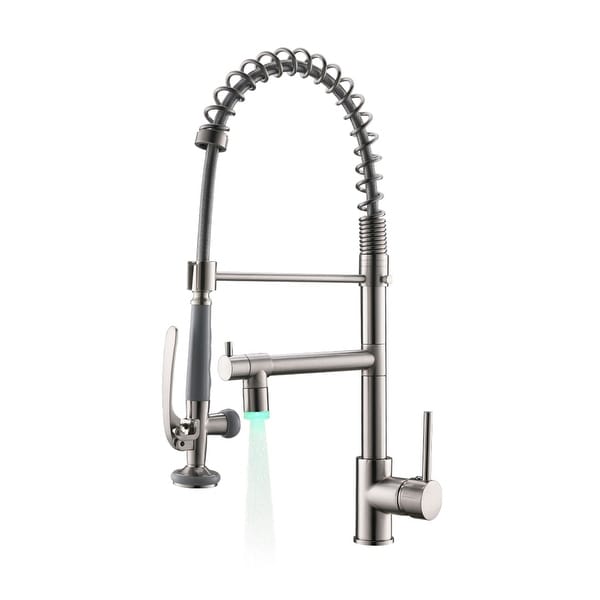 TREONYIA Kitchen Faucet with Pull Out Sprayer Single Handle Kitchen Sink Faucet Stainless Steel, Brushed Nickel
