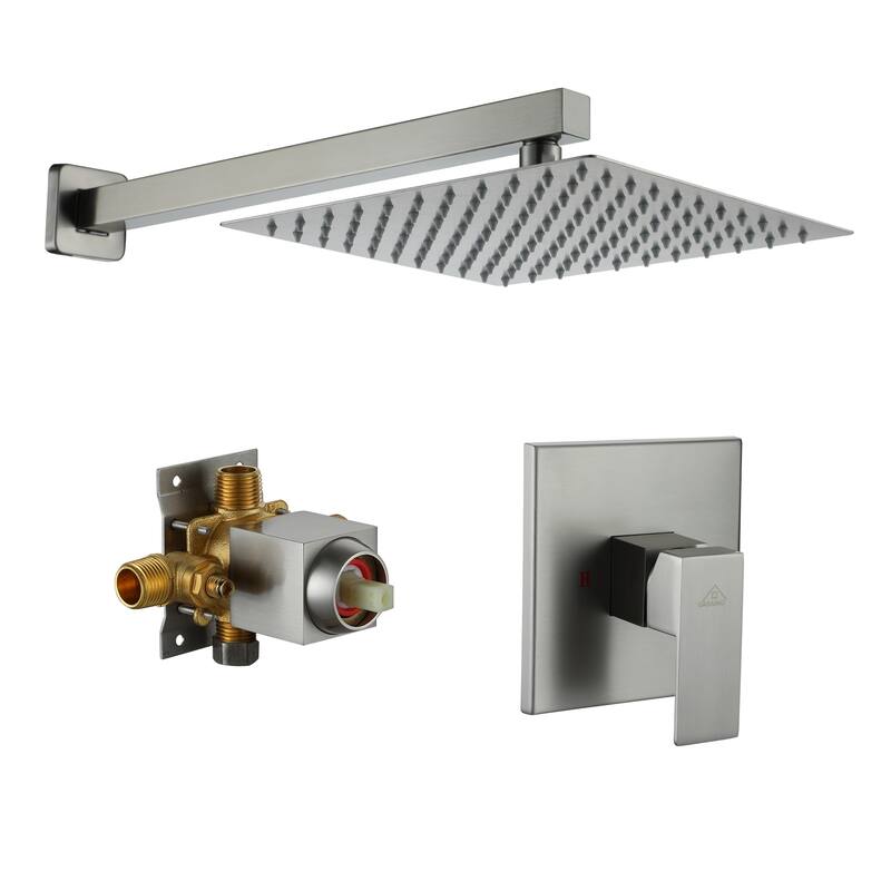 1-Spray Pattern with 1.8 GPM 10 in. with 1.8 GPM Wall Mount Square Fixed Shower Head - 10 inch - Brushed Nickel