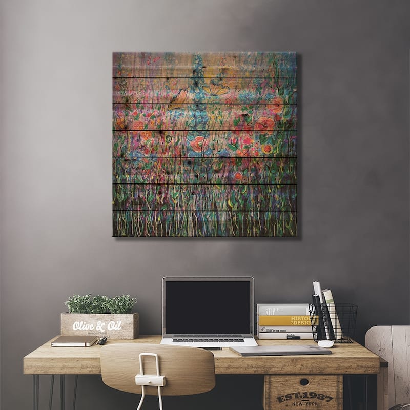 Wildflowers Print On Wood by OLena Art - Multi-Color