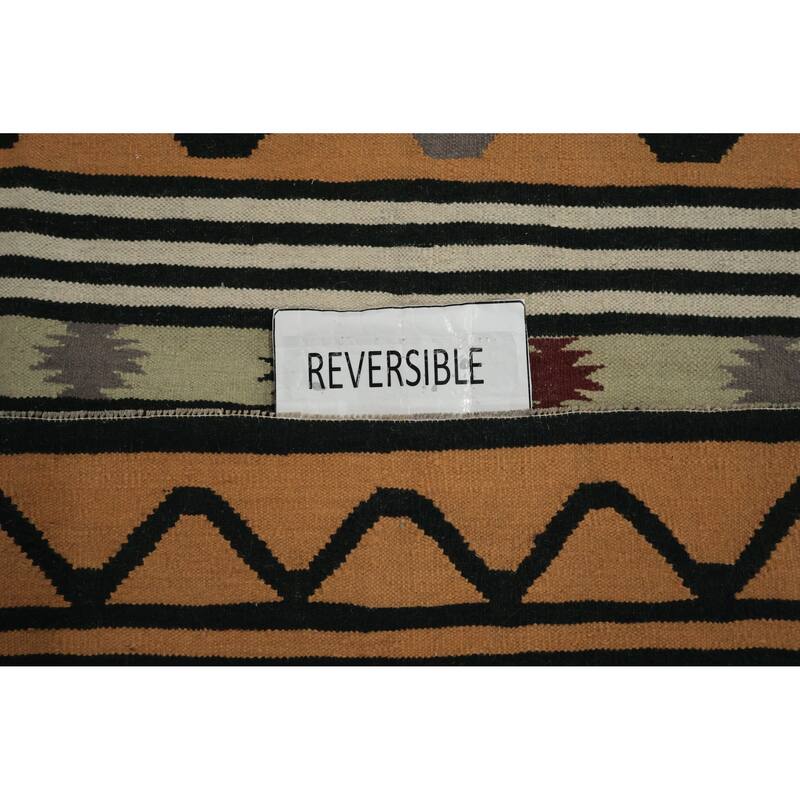 Hand Woven Oriental 100% Wool Carpet Southwestern Modern Oranges & Rust Kilim Area Rug - 13' 11'' X 9' 2''