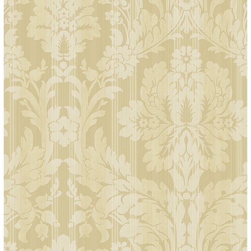 Seabrook Designs Sevda Striped Damask Unpasted Wallpaper - 20.5 in. W x 33 ft. L - Metallic Parchment
