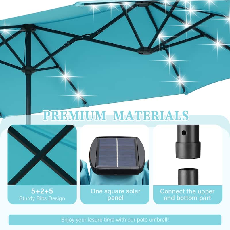 13ft Outdoor Patio Umbrella with LED Lights