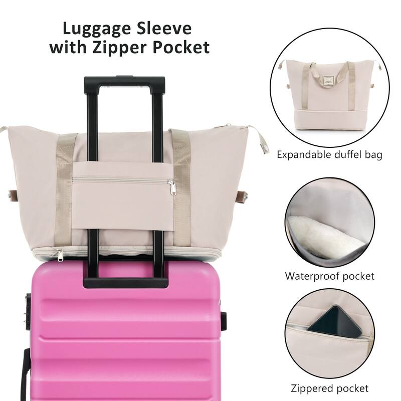 4-Piece, Modern Hard-Shell Luggage, Lightweight Luggage with Spinner Wheels, for Boarding Travel, Pink