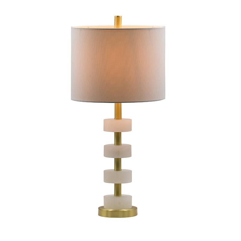13x13x26" Marble Table Lamp with a white fabric drum shade