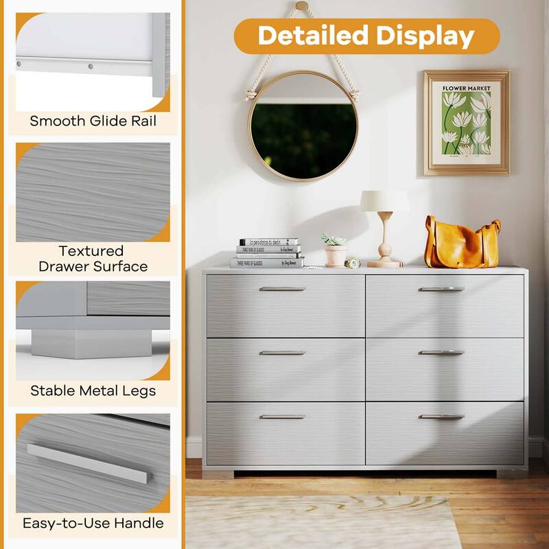 Costway 6 Drawer Storage Cabinet with Metal Legs & Handles - See Details