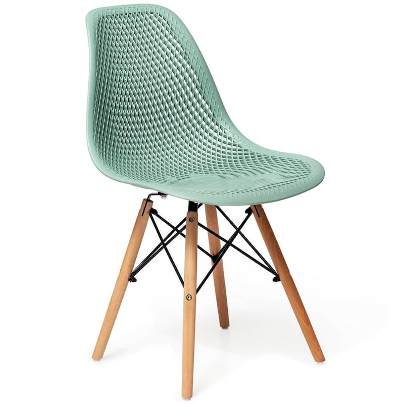 4 Pack Modern Mesh Dining Chair Set with Ergonomic Backrest and Beech Wood Legs - 22" x 18" x 32.5" (L x W x H)