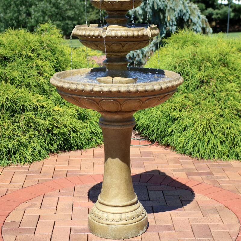 Large Outdoor Patio Electric Eggshell 4-Tier Water Fountain Feature - 65-Inch - 65"