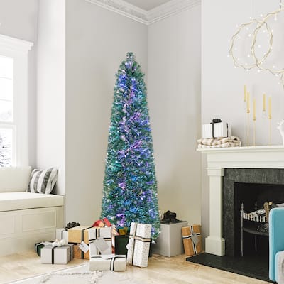 Gymax 6 FT Fiber Optic Artificial Christmas Tree Slim Pencil Xmas Tree