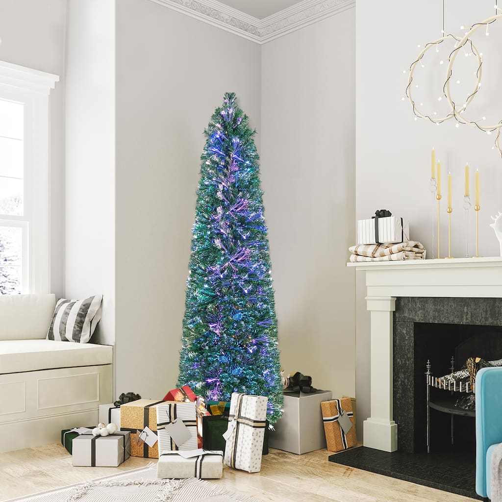Gymax 6 FT Fiber Optic Artificial Christmas Tree Slim Pencil Xmas Tree