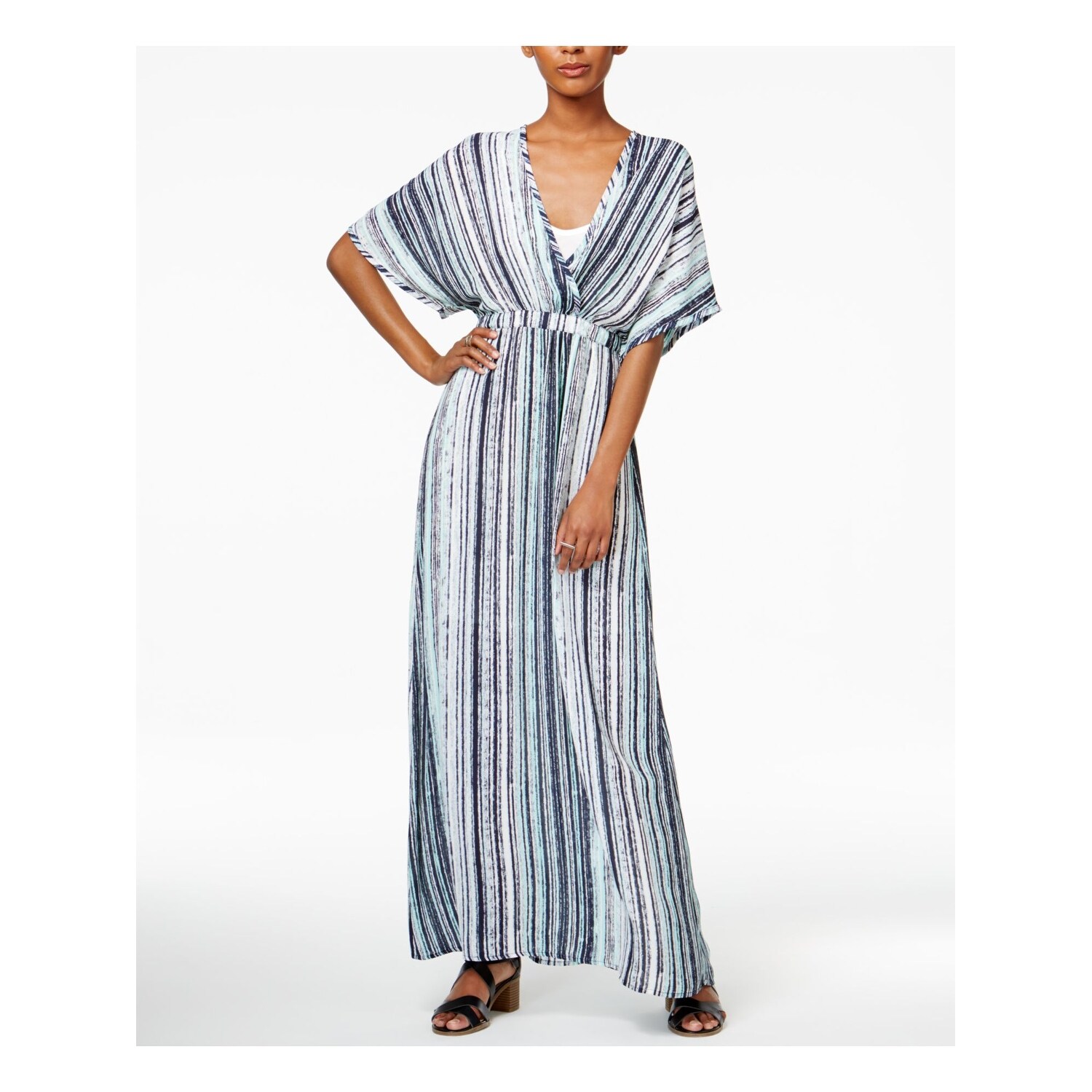 short sleeve long wrap dress