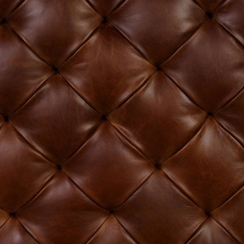 Poly & Bark Turin Leather Ottoman in Cognac Tan