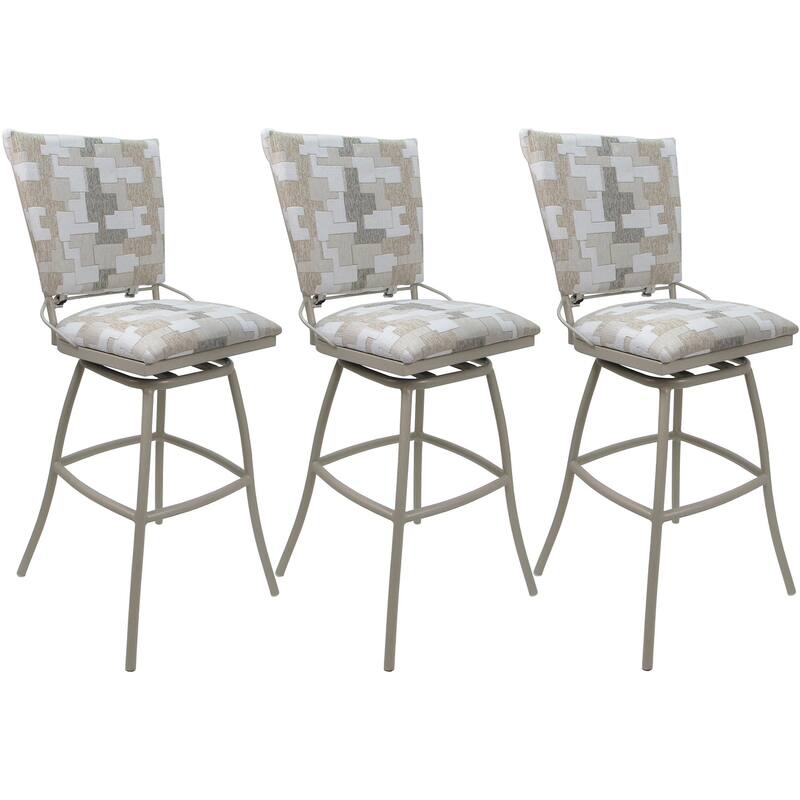 Set of 3 Outdoor Bar Stool Counter Extra Tall Jenna PB without Arms - Craftsman Whitelinen - Beige - Counter Height