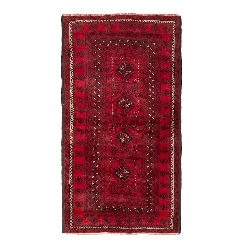 ECARPETGALLERY Hand-knotted Baluch Red Wool Rug - 3'5 x 6'8