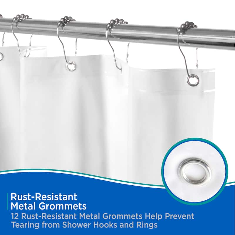Kenney Medium Weight PEVA Shower Curtain Liner, 70" W x 72" H, 2-Pack