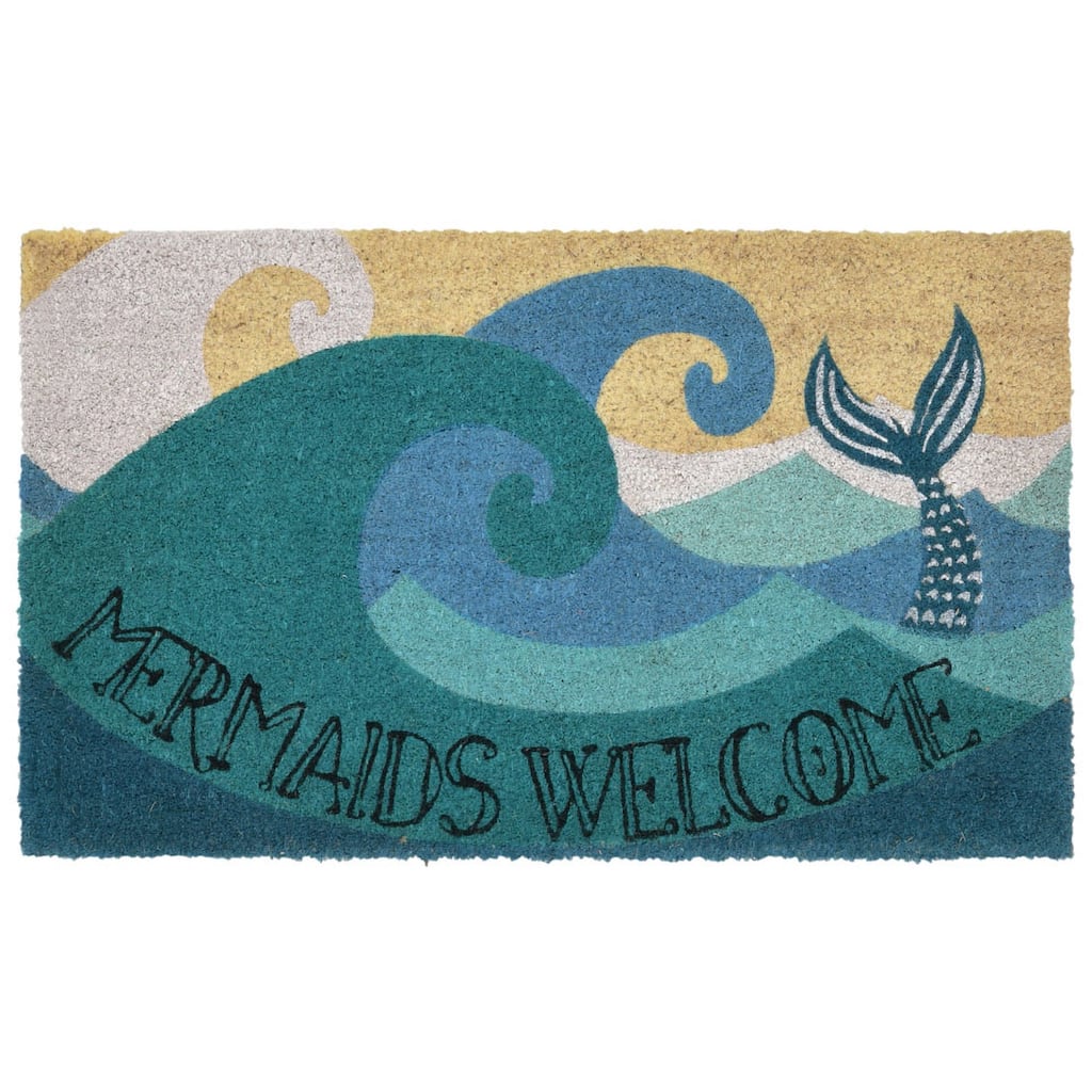 Liora Manne Natura Mermaids Welcome Outdoor Mat Ocean 24"x36"