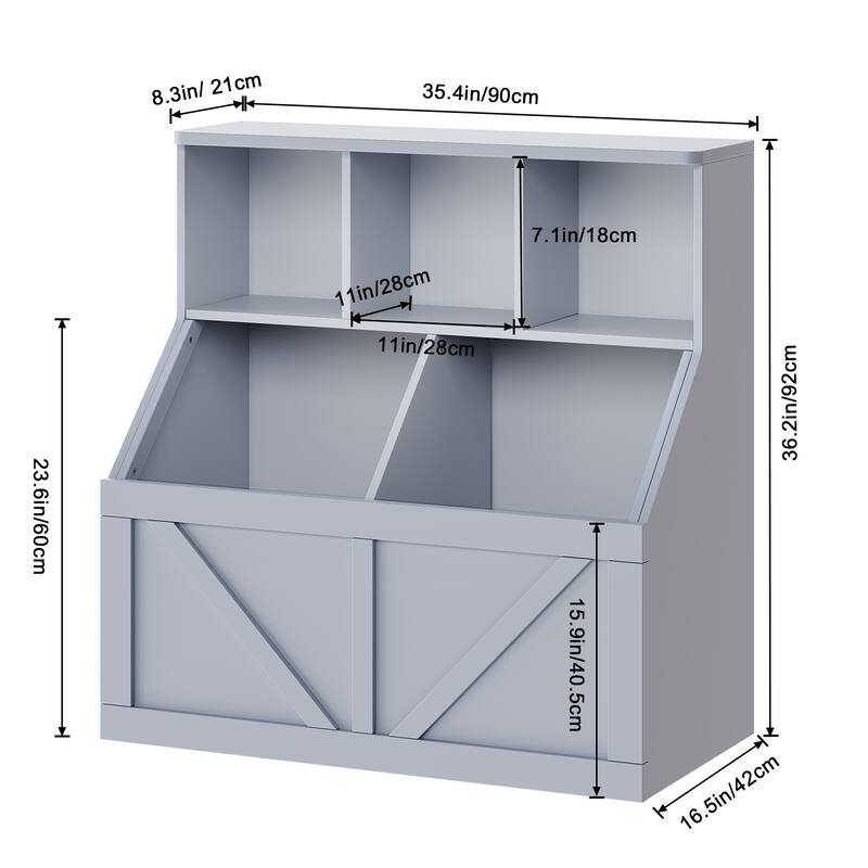 Kids Bookshelf and Toy Storage for Playroom, Bedroom