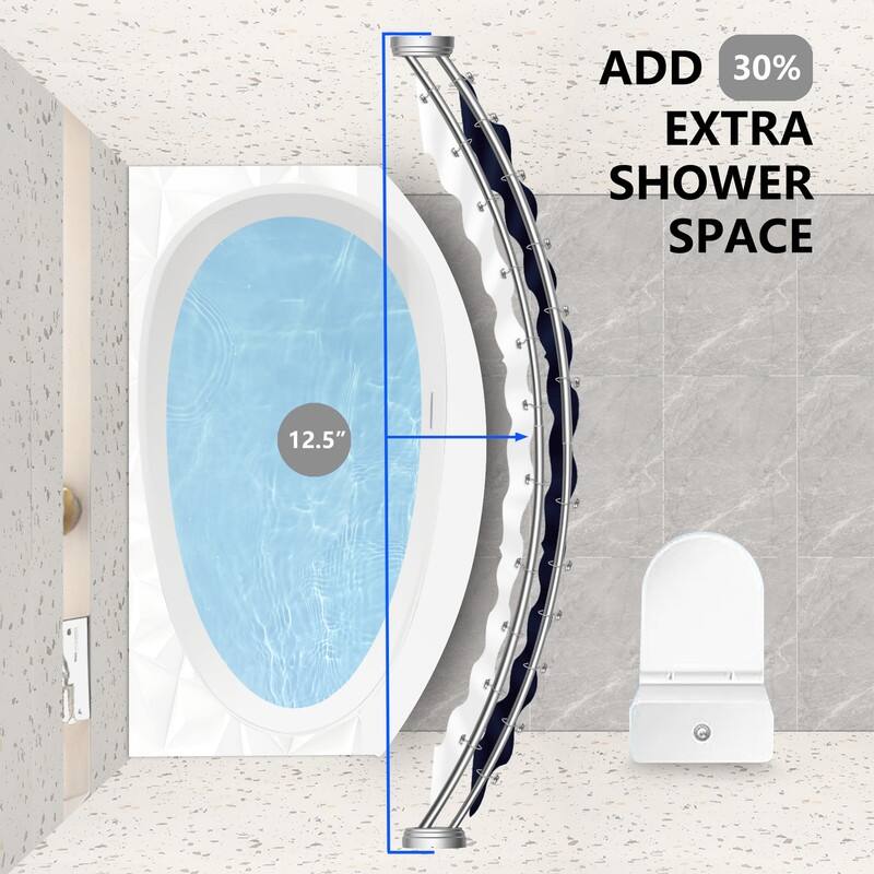 Utopia Alley Rustproof Wall Mounted Aluminum Double Curved Shower Curtain Rod, Screw Mount Rod, Adjustable Rod from 45" to 72"