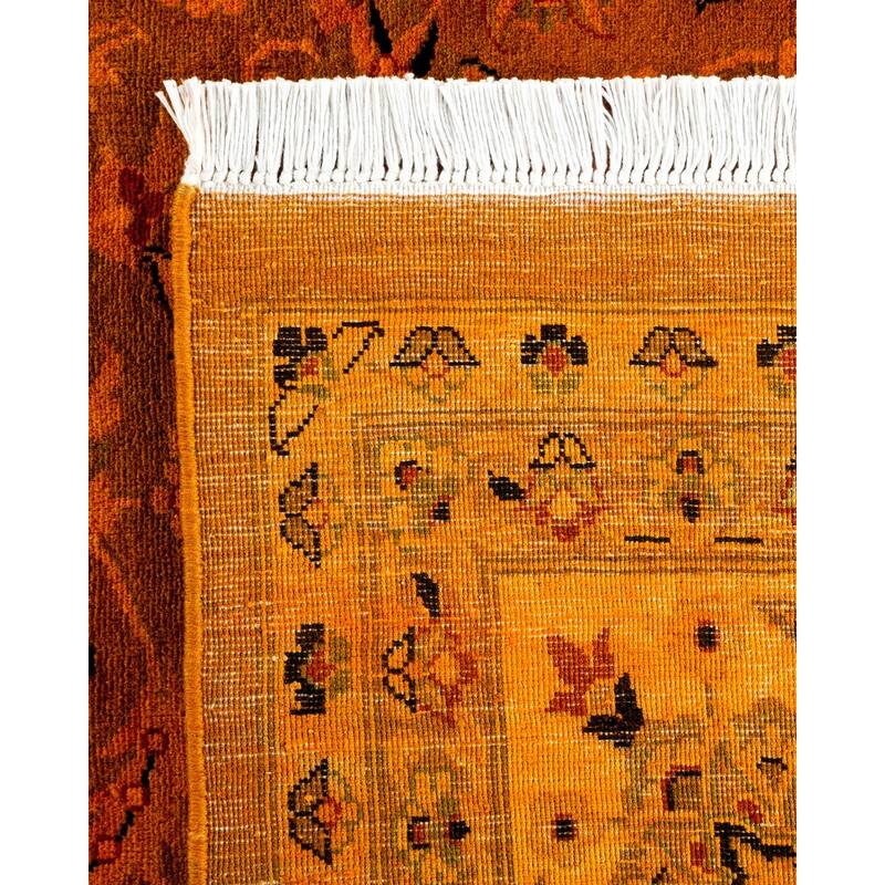 Overton Hand Knotted Wool Vintage Inspired Modern Contemporary Overdyed Orange Area Rug - 8' 1" x 9' 10"