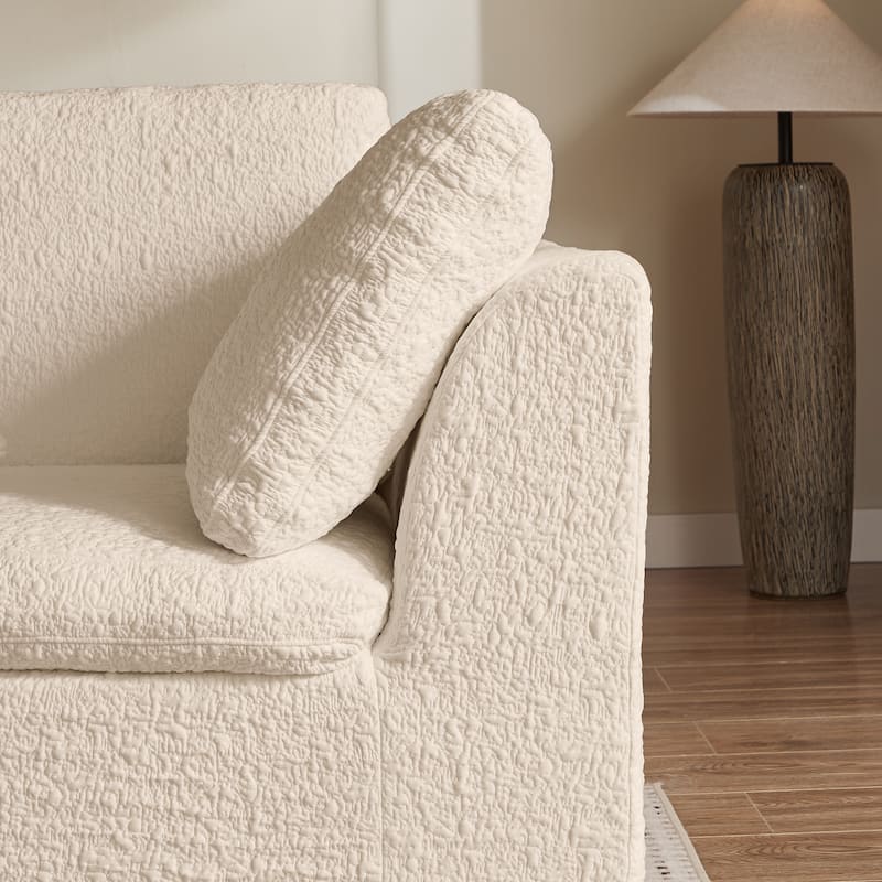 Floor Standing L-shaped Sectional Sofa Modular Deep Seat Couch Chenille Sleeper Sofa Bed with Ottoman Chaise Lounge and Pillows