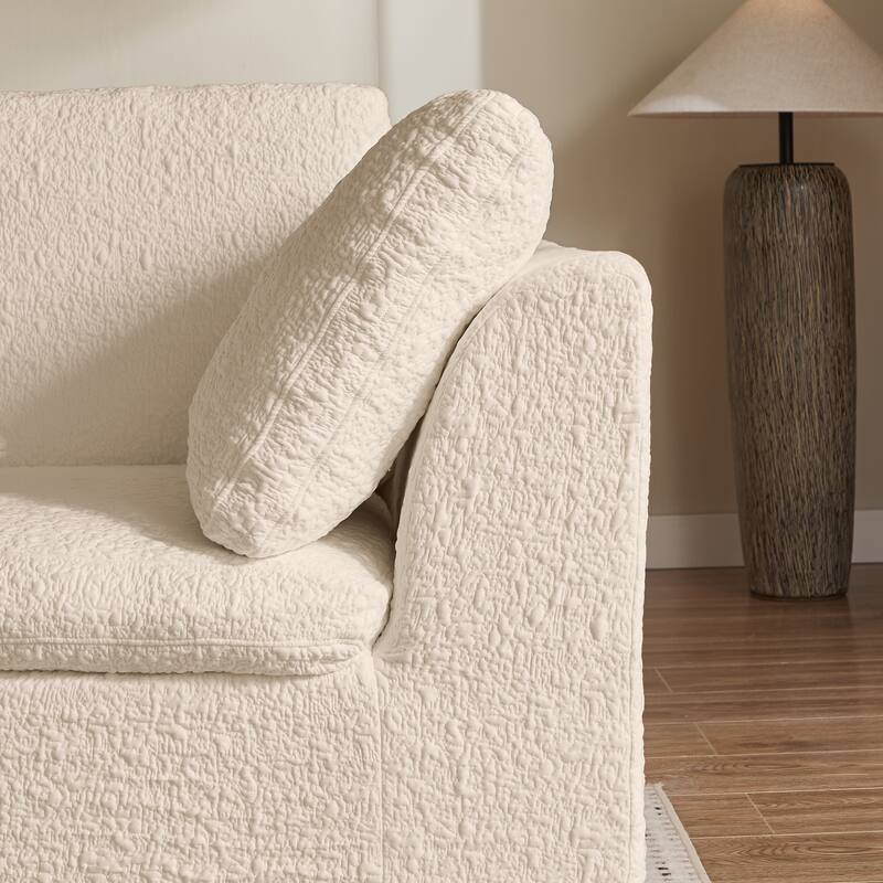 L-Shaped Convertible Cloud Sectional Sofa, Oversized Chenille Fabric Compressed Sofa, Modular 3 Seater Sofa with Ottoman