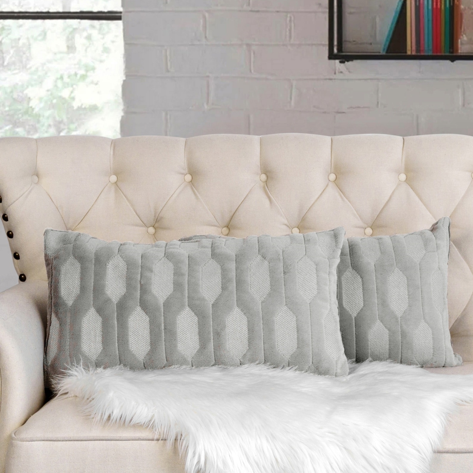 2pcs Geometric Embossed Throw Pillow Covers