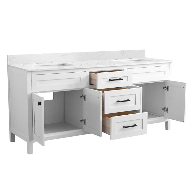 Nephelily 72 inch Bathoom Vanity With Quartz Top, Easy-to-Install