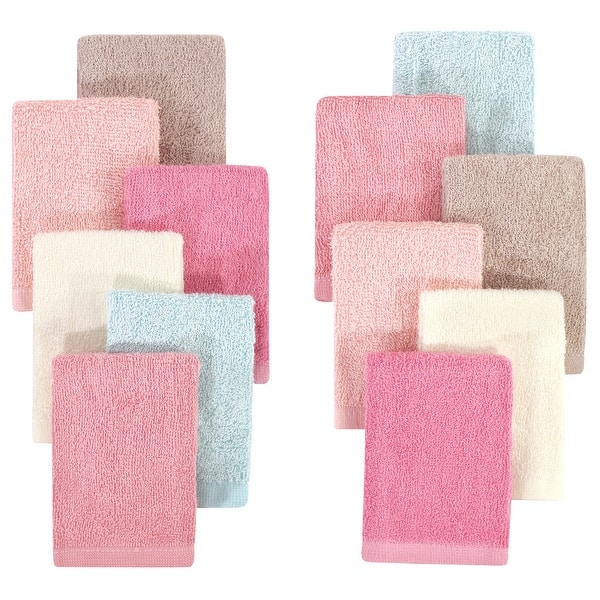 slide 1 of 1, Hudson Baby Infant Girl Rayon from Bamboo Woven Washcloths 12pk, Soft Peony, One Size - Soft Peony - One Size One Size - Soft Peony
