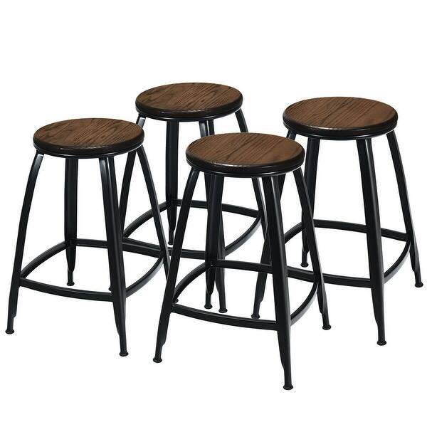 Shop Gymax Set Of 4 Industrial 24 Bar Stool Counter Height Chair